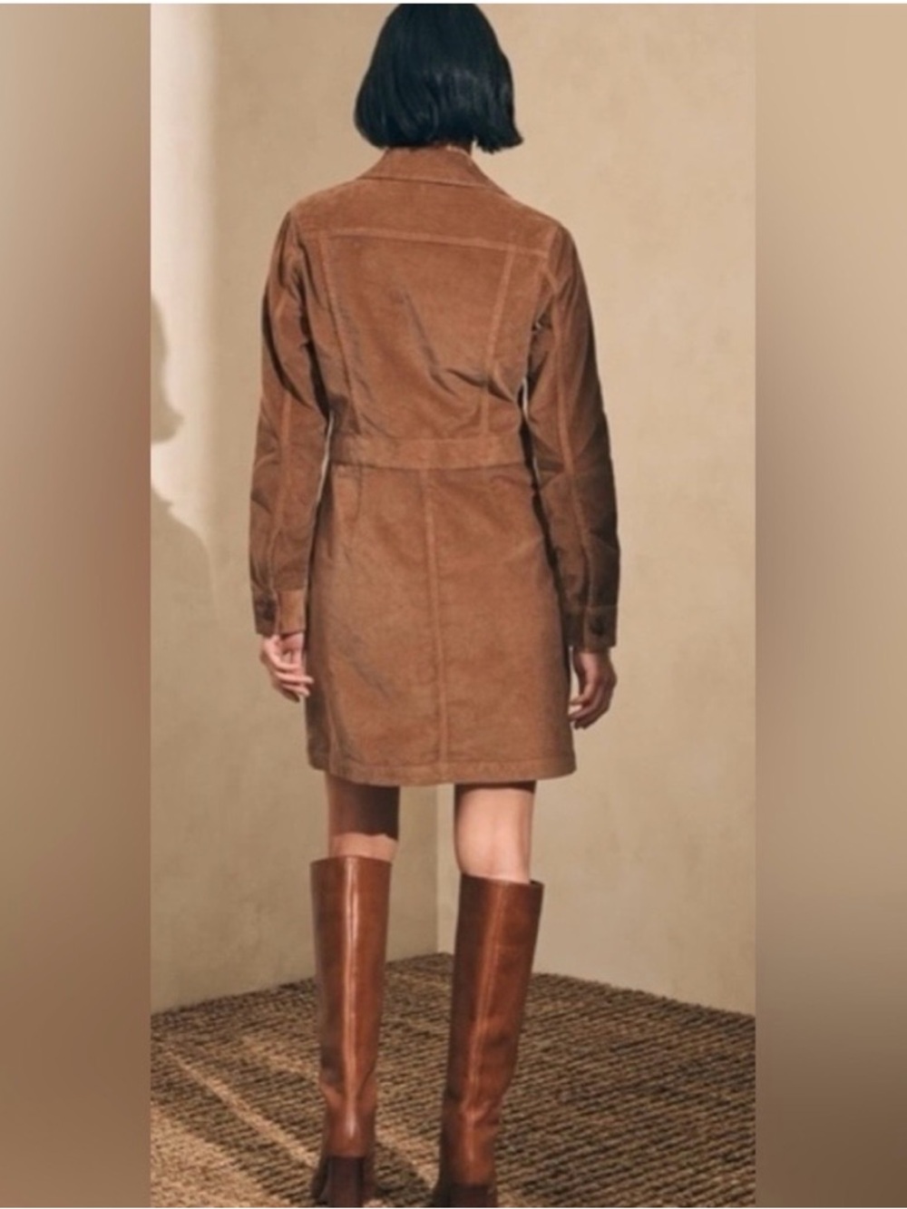Faherty Chestnut Brown Corduroy Button-Front Mini Dress Sz 2 NWT! - Picture 4 of 10